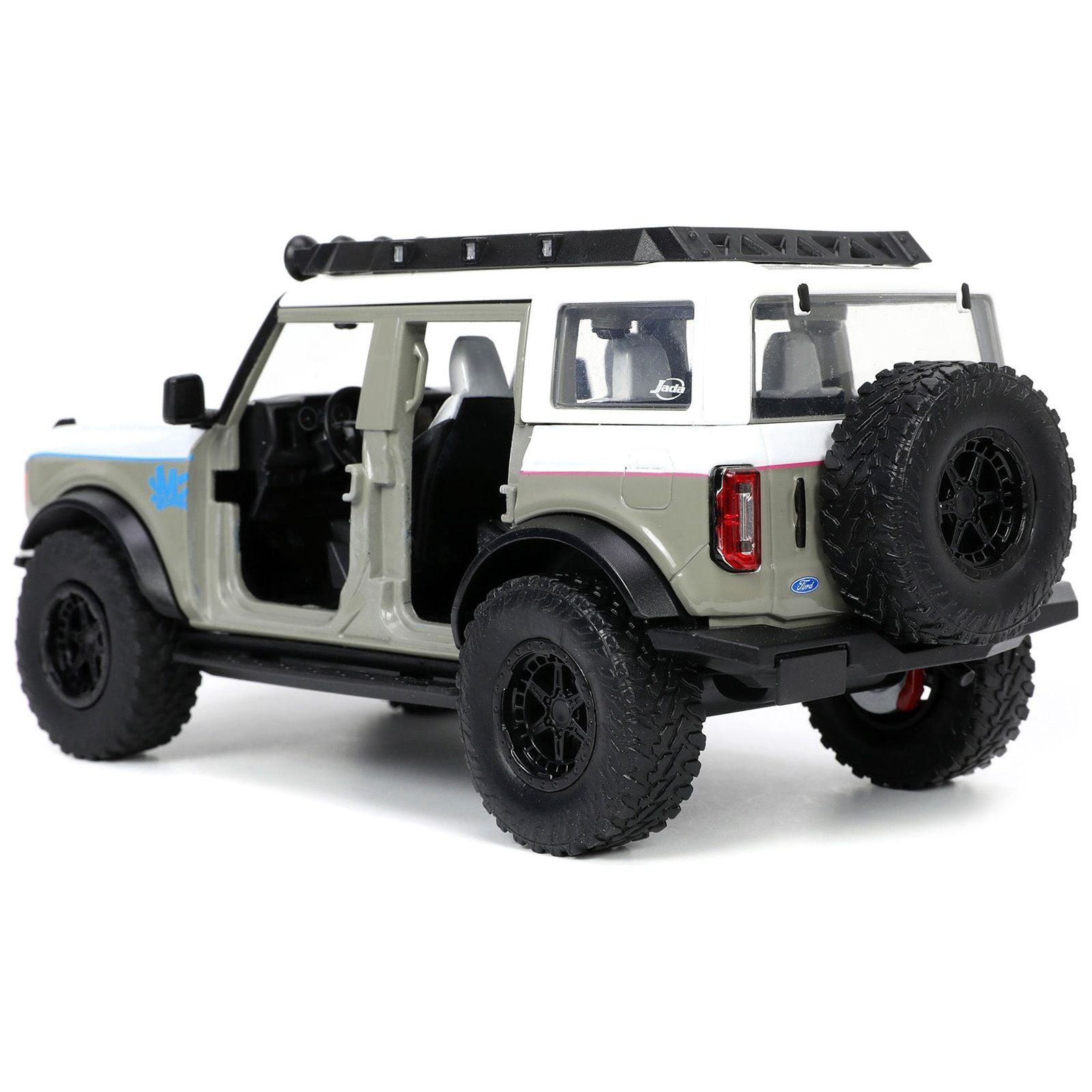 2021 Ford Bronco Gray and White with Matt Black Hood with Roof Rack "M2 Motoring" "Just Trucks" Series 1/24 Diecast Model Car by Jada - Jada - ModelCars.com