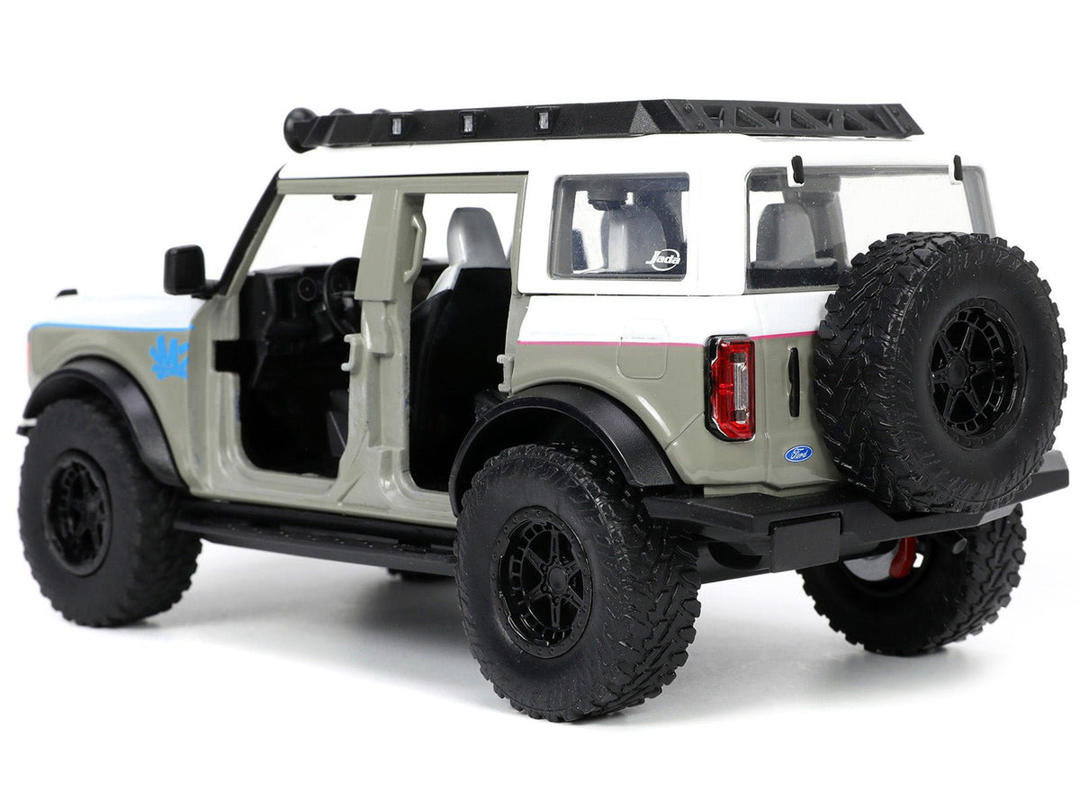 2021 Ford Bronco Gray and White with Matt Black Hood with Roof Rack "M2 Motoring" "Just Trucks" Series 1/24 Diecast Model Car by Jada-Jada-ModelCars.com