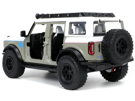 2021 Ford Bronco Gray and White with Matt Black Hood with Roof Rack "M2 Motoring" "Just Trucks" Series 1/24 Diecast Model Car by Jada-Jada-ModelCars.com