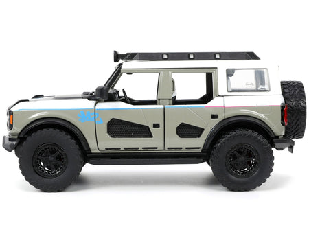 2021 Ford Bronco Gray and White with Matt Black Hood with Roof Rack "M2 Motoring" "Just Trucks" Series 1/24 Diecast Model Car by Jada-Jada-ModelCars.com