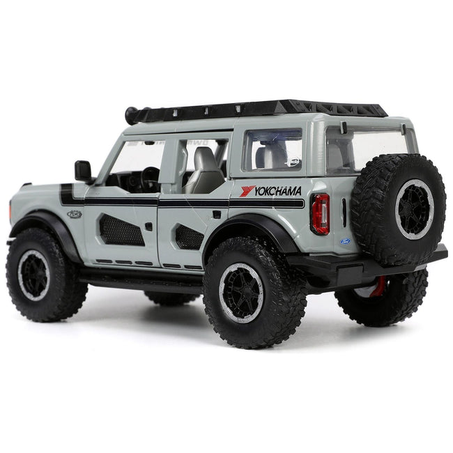 2021 Ford Bronco Gray with Black Stripes with Roof Rack "Own the Night" "Just Trucks" Series 1/24 Diecast Model Car by Jada-Jada-ModelCars.com