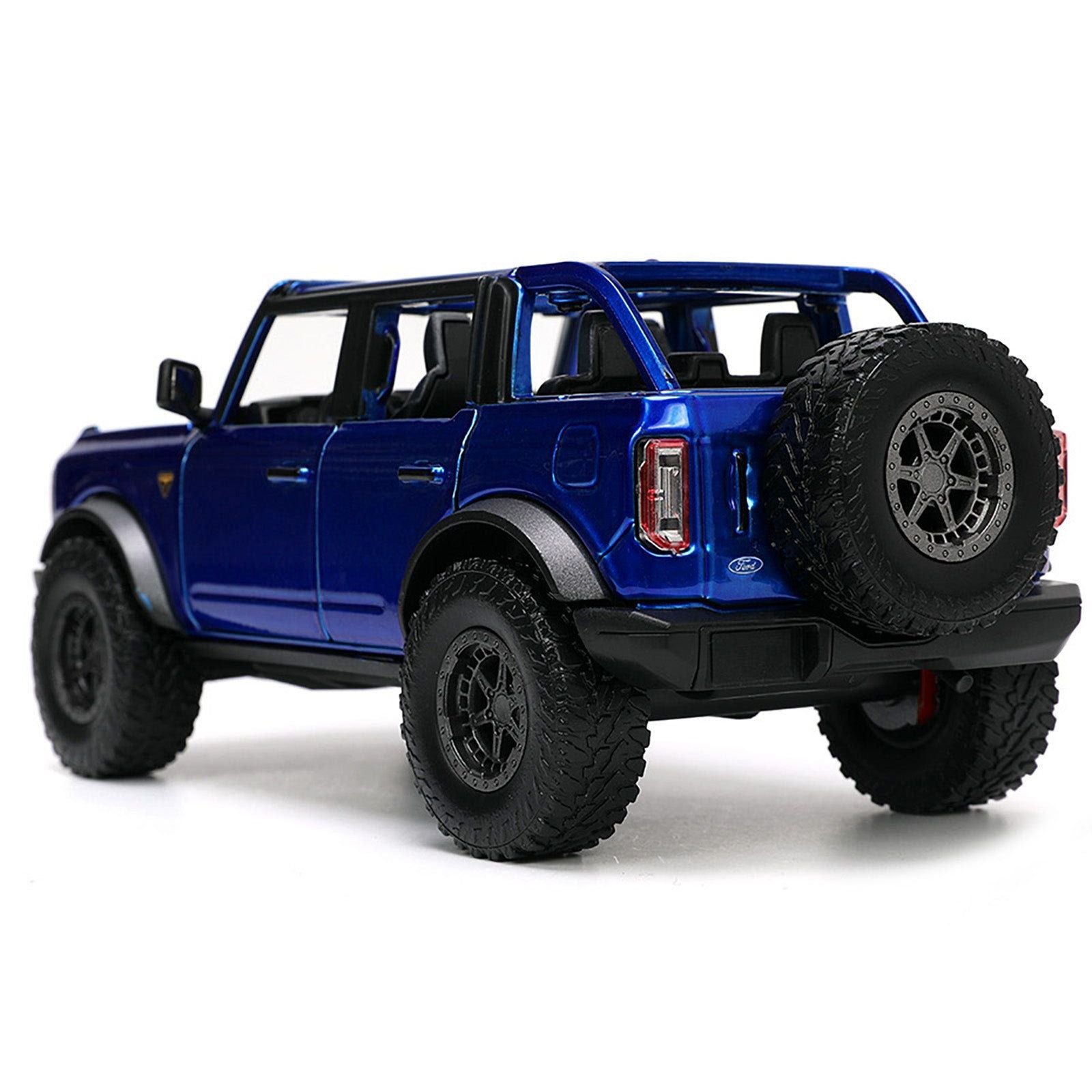 2021 Ford Bronco Open - Top Candy Blue Metallic with Extra Wheels "Just Trucks" Series 1/24 Diecast Model Car by Jada - Jada - ModelCars.com