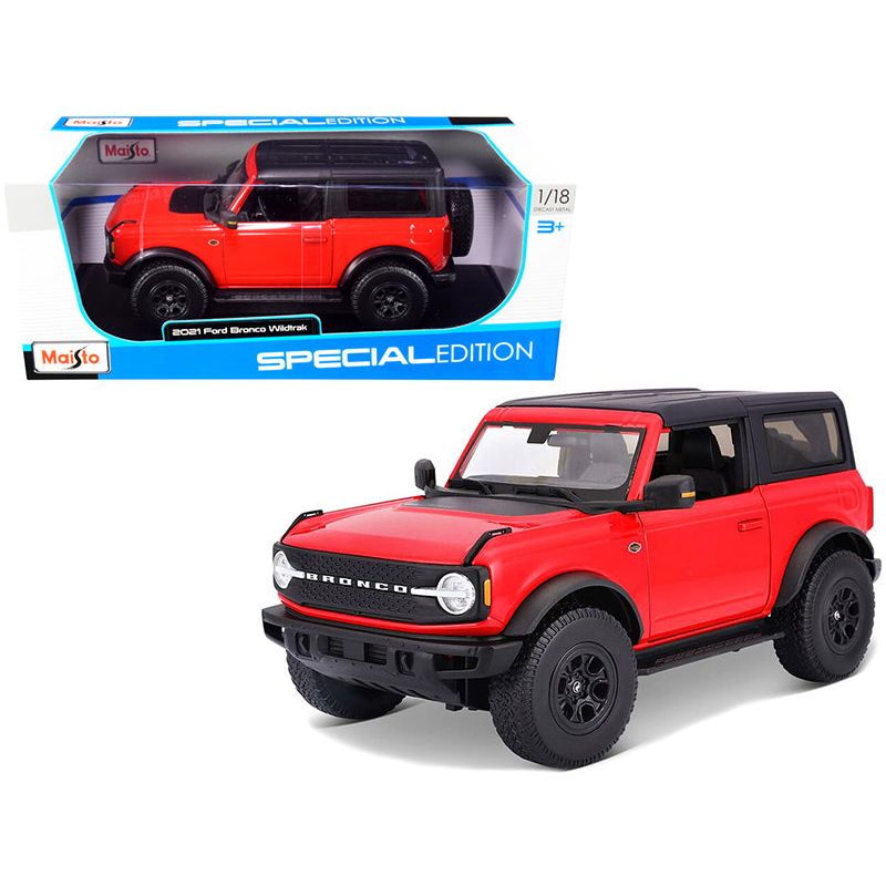 2021 Ford Bronco Wildtrak Red with Black Top "Special Edition" 1/18 Diecast Model Car by Maisto - Maisto - ModelCars.com