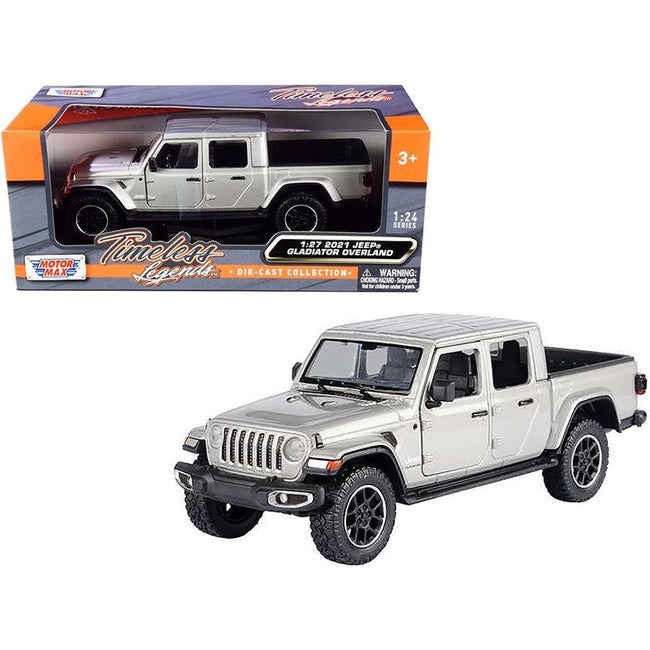 2021 Jeep Gladiator Overland (Closed Top) Pickup Truck Silver Metallic 1/24 - 1/27 Diecast Model Car by Motormax - Motormax - ModelCars.com