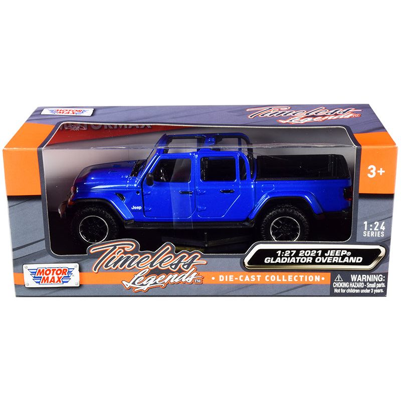 2021 Jeep Gladiator Overland (Open Top) Pickup Truck Blue Metallic 1/24 - 1/27 Diecast Model Car by Motormax - Motormax - ModelCars.com