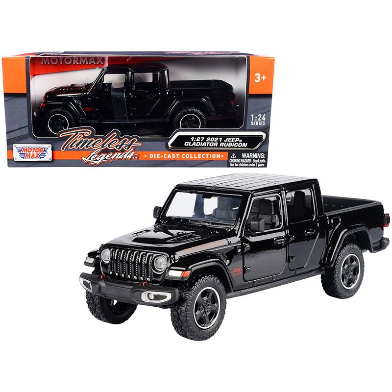 2021 Jeep Gladiator Rubicon (Closed Top) Pickup Truck Black 1/24 - 1/27 Diecast Model Car by Motormax - Motormax - ModelCars.com
