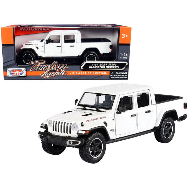 2021 Jeep Gladiator Rubicon (Closed Top) Pickup Truck White 1/24 - 1/27 Diecast Model Car by Motormax - Motormax - ModelCars.com