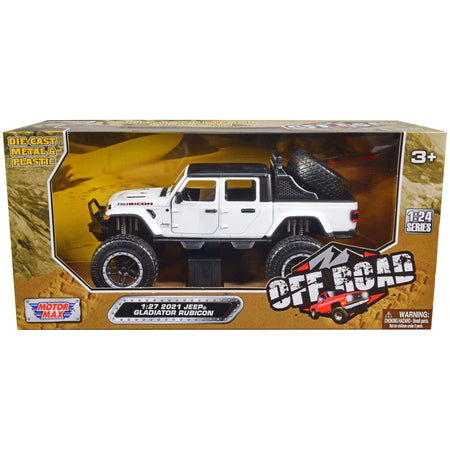 2021 Jeep Gladiator Rubicon Off - Road Pickup Truck White with Black Top "Off Road" Series 1/27 Diecast Model Car by Motormax - Motormax - ModelCars.com