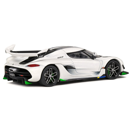 2021 Koenigsegg Jesko Pearl White Metallic with Gray Stripes 1/43 Diecast Model Car by Solido - Solido - ModelCars.com