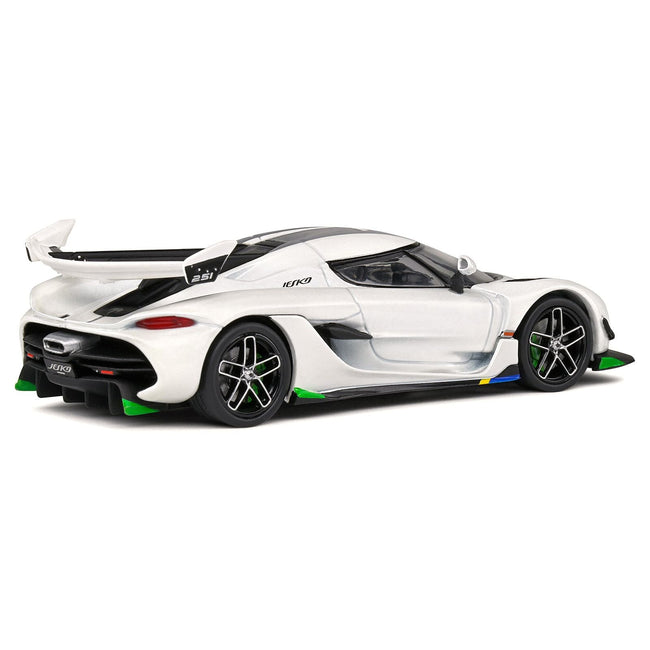 2021 Koenigsegg Jesko Pearl White Metallic with Gray Stripes 1/43 Diecast Model Car by Solido - Solido - ModelCars.com