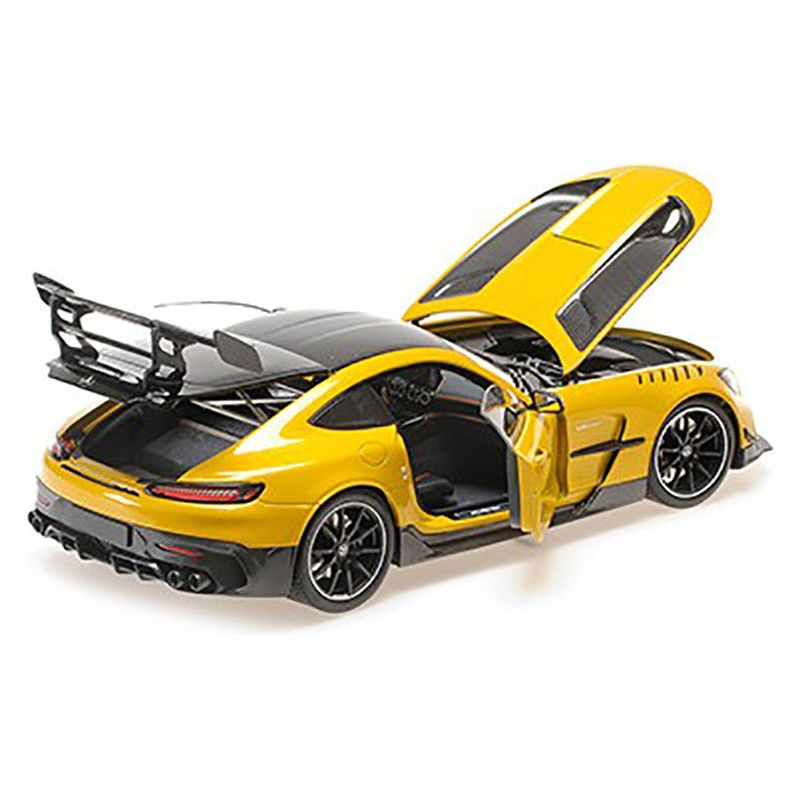 2021 Mercedes - Benz AMG GT Black Series Solarbeam Yellow Metallic with Black Top and Hood Stripes 1/18 Diecast Model Car by Minichamps - Minichamps - ModelCars.com