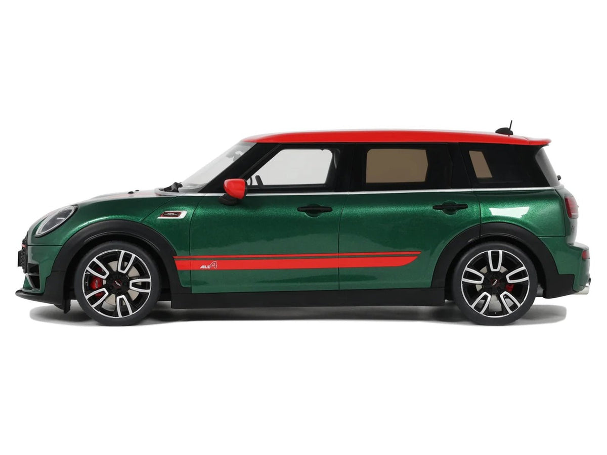 2021 Mini Clubman (F54) JCW British Green Metallic with Red Top and Stripes Limited Edition to 999 pieces Worldwide 1/18 Model Car by Otto Mobile-Otto Mobile-ModelCars.com