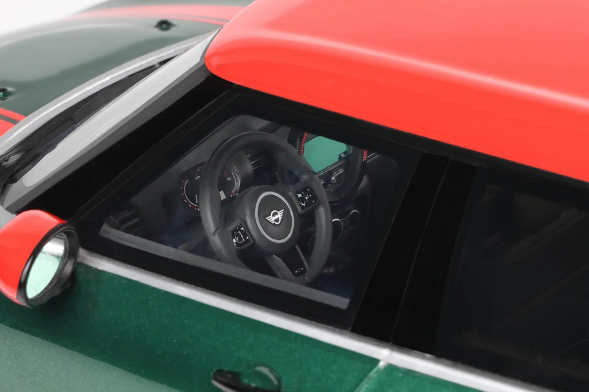 2021 Mini Clubman (F54) JCW British Green Metallic with Red Top and Stripes Limited Edition to 999 pieces Worldwide 1/18 Model Car by Otto Mobile-Otto Mobile-ModelCars.com