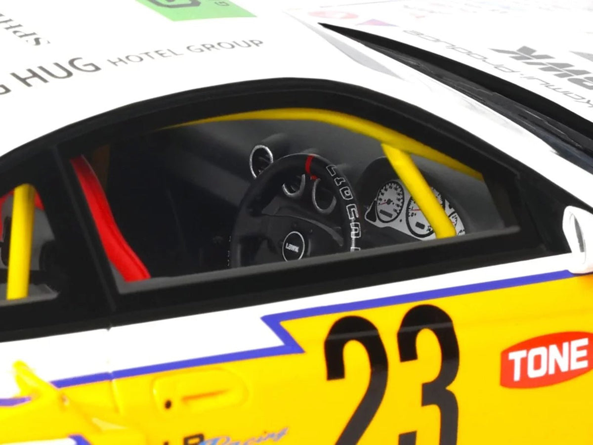 2021 Nissan Silvia (S15) LB-Super Silhouette RHD (Right Hand Drive) 23 White with Yellow Stripes 1/18 Model Car by GT Spirit-GT Spirit-ModelCars.com