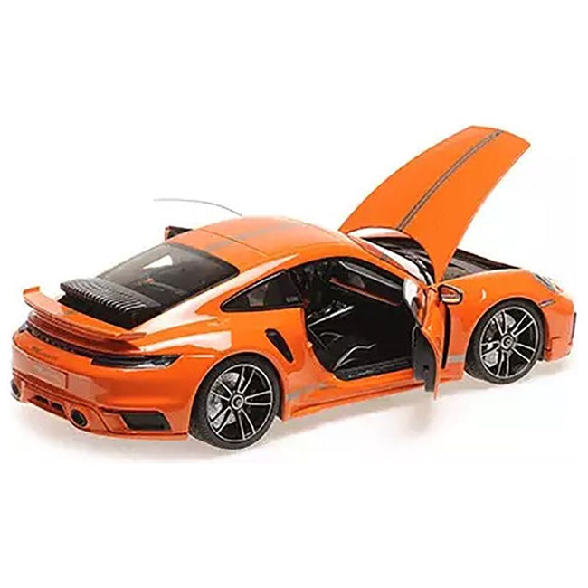 2021 Porsche 911 (992) Turbo S Coupe Sport Design #20 Orange with Silver Stripes "CLDC Exclusive" Series 1/18 Diecast Model Car by Minichamps-Minichamps-ModelCars.com