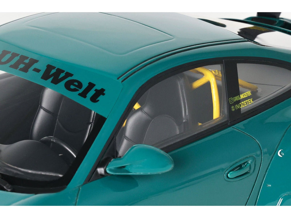 2021 RWB Bodykit "Syunkashuto" Green with Black Stripes 1/18 Model Car by GT Spirit-GT Spirit-ModelCars.com