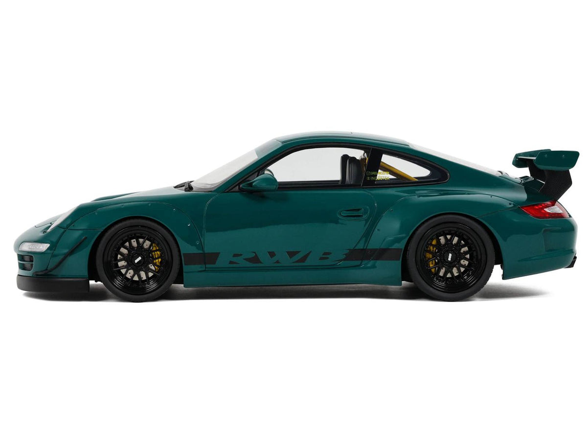 2021 RWB Bodykit "Syunkashuto" Green with Black Stripes 1/18 Model Car by GT Spirit-GT Spirit-ModelCars.com
