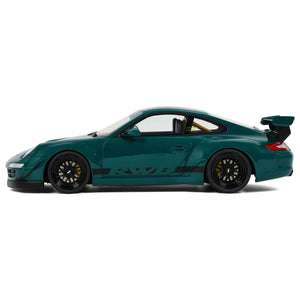2021 RWB Bodykit "Syunkashuto" Green with Black Stripes 1/18 Model Car by GT Spirit