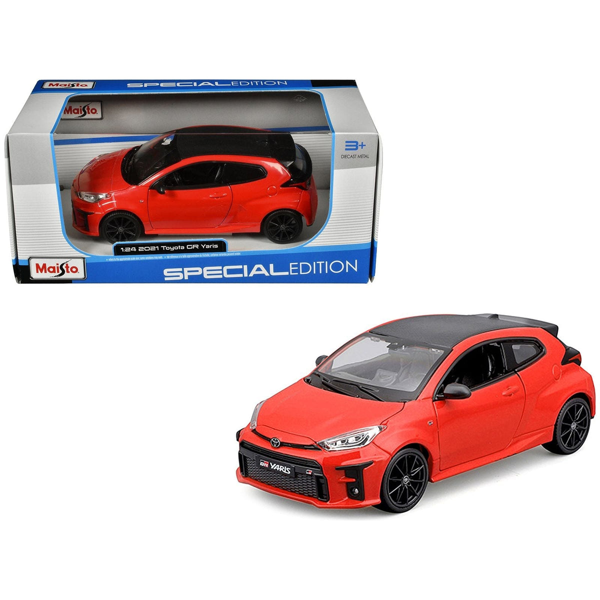 2021 Toyota GR Yaris Red with Carbon Top "Special Edition" Series 1/24 Diecast Model Car by Maisto-Maisto-ModelCars.com