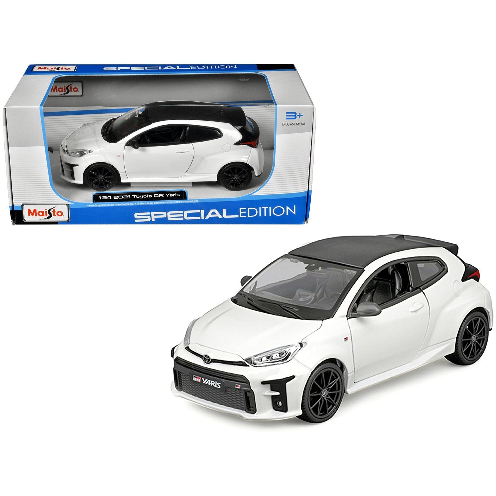 2021 Toyota GR Yaris White with Carbon Top "Special Edition" Series 1/24 Diecast Model Car by Maisto - Maisto - ModelCars.com
