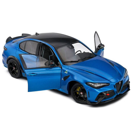 2022 Alfa Romeo Giulia GTA Anodized Blue Metallic with Carbon Top 1/18 Diecast Model Car by Solido-Solido-ModelCars.com