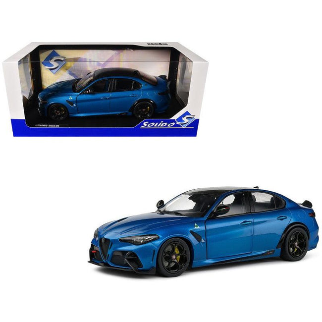 2022 Alfa Romeo Giulia GTA Anodized Blue Metallic with Carbon Top 1/18 Diecast Model Car by Solido-Solido-ModelCars.com