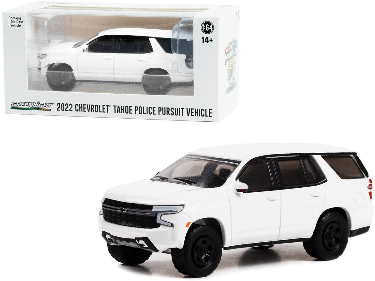 2022 Chevrolet Tahoe Police Pursuit Vehicle (PPV) White "Hot Pursuit" "Hobby Exclusive" Series 1/64 Diecast Model Car by Greenlight-Greenlight-ModelCars.com