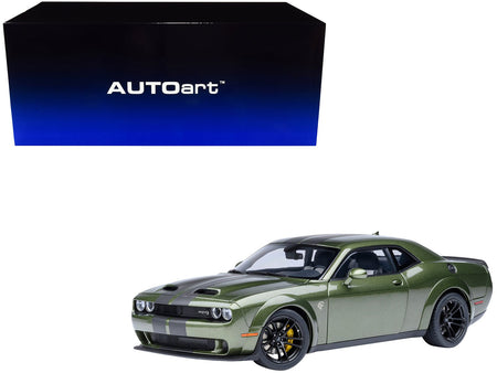 2022 Dodge Challenger SRT Jailbreak F8 Green with Carbon Stripes 1/18 Model Car by Autoart-Autoart-ModelCars.com