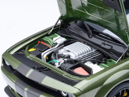 2022 Dodge Challenger SRT Jailbreak F8 Green with Carbon Stripes 1/18 Model Car by Autoart-Autoart-ModelCars.com