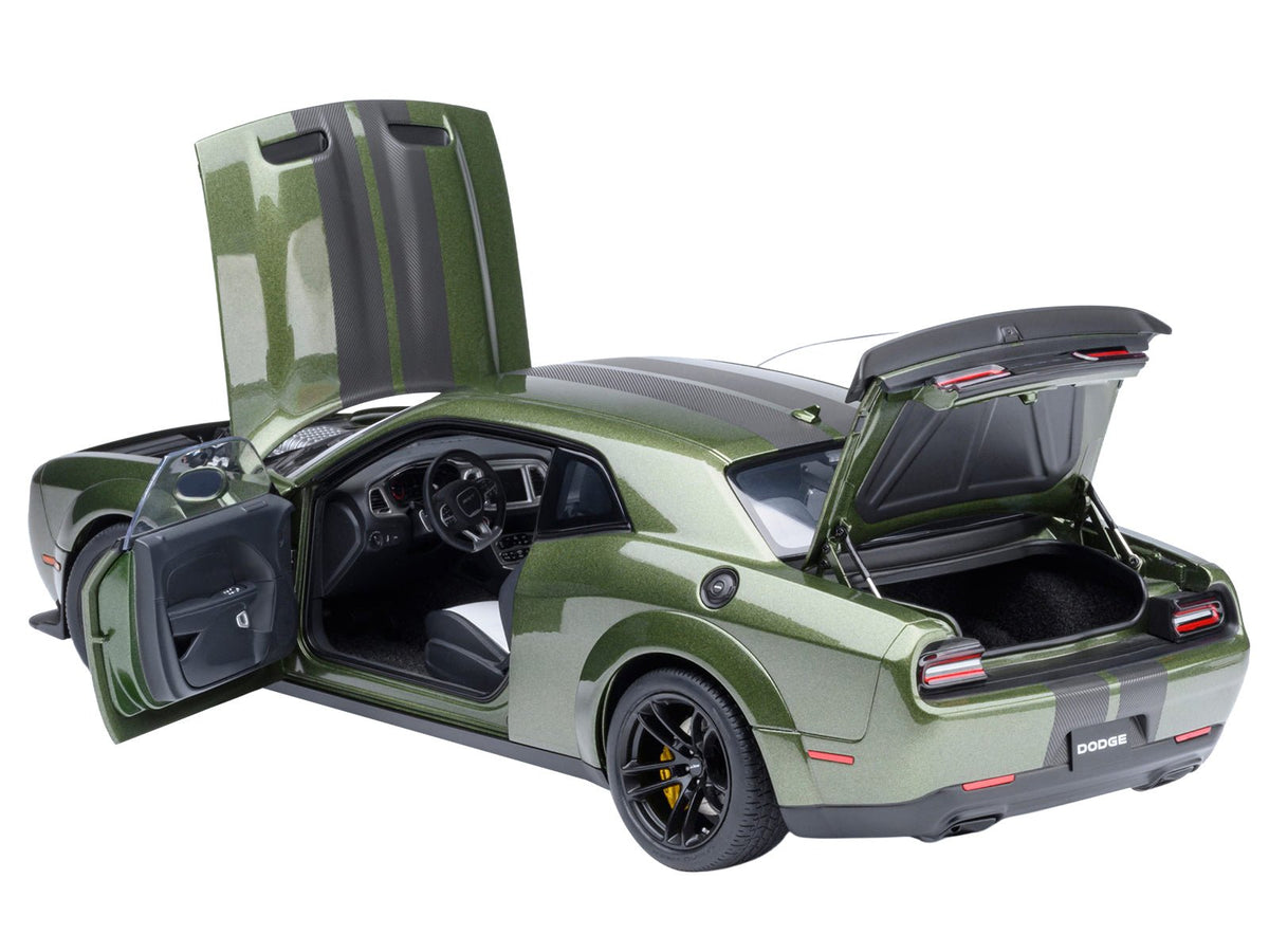 2022 Dodge Challenger SRT Jailbreak F8 Green with Carbon Stripes 1/18 Model Car by Autoart-Autoart-ModelCars.com