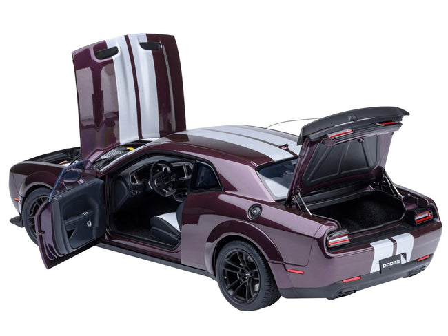 2022 Dodge Challenger SRT Jailbreak Hellraisin Purple with White Stripes 1/18 Model Car by Autoart-Autoart-ModelCars.com