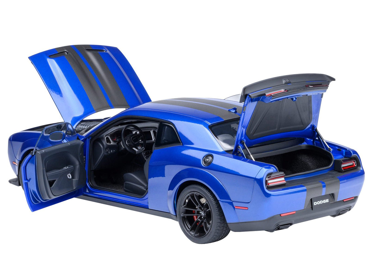 2022 Dodge Challenger SRT Jailbreak Indigo Blue Metallic with Carbon Stripes 1/18 Model Car by Autoart-Autoart-ModelCars.com