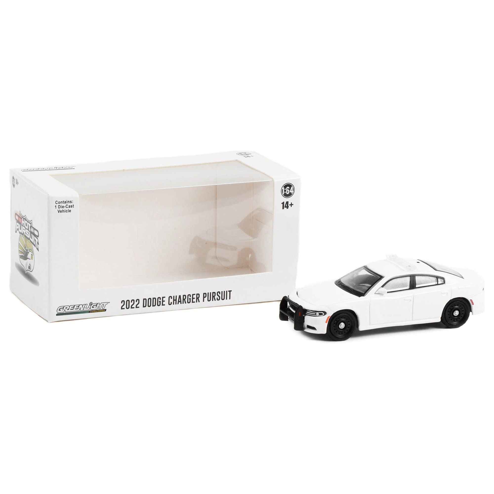 2022 Dodge Charger Pursuit Police Car White with Light Bar "Hot Pursuit" "Hobby Exclusive" Series 1/64 Diecast Model Car by Greenlight - Greenlight - ModelCars.com