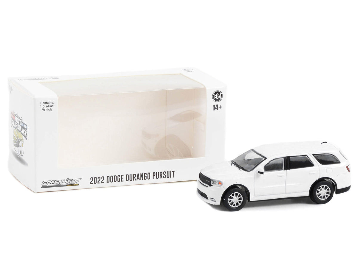 2022 Dodge Durango Pursuit Police Car White "Hot Pursuit" "Hobby Exclusive" Series 1/64 Diecast Model Car by Greenlight-Greenlight-ModelCars.com