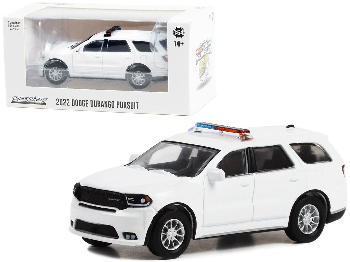 2022 Dodge Durango Pursuit Police Car with Lights White "Hot Pursuit" "Hobby Exclusive" Series 1/64 Diecast Model Car by Greenlight-Greenlight-ModelCars.com