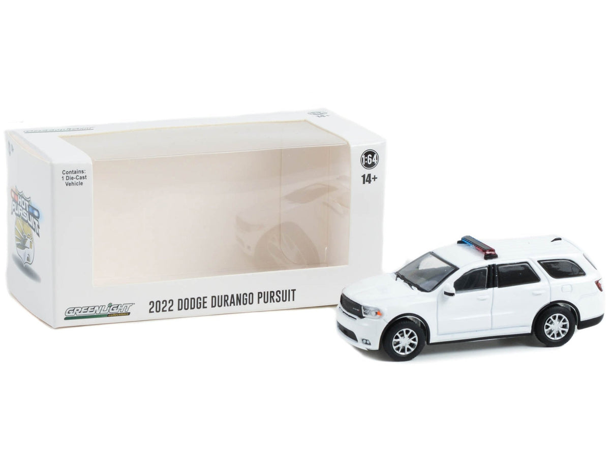 2022 Dodge Durango Pursuit Police Car with Lights White "Hot Pursuit" "Hobby Exclusive" Series 1/64 Diecast Model Car by Greenlight-Greenlight-ModelCars.com