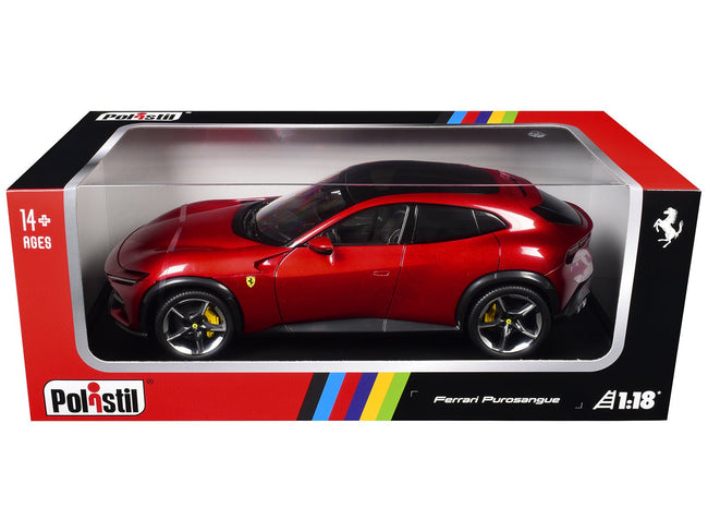 2022 Ferrari Purosangue Rosso Magma Red Metallic with Black Top 1/18 Diecast Model Car by Polistil-Polistil-ModelCars.com