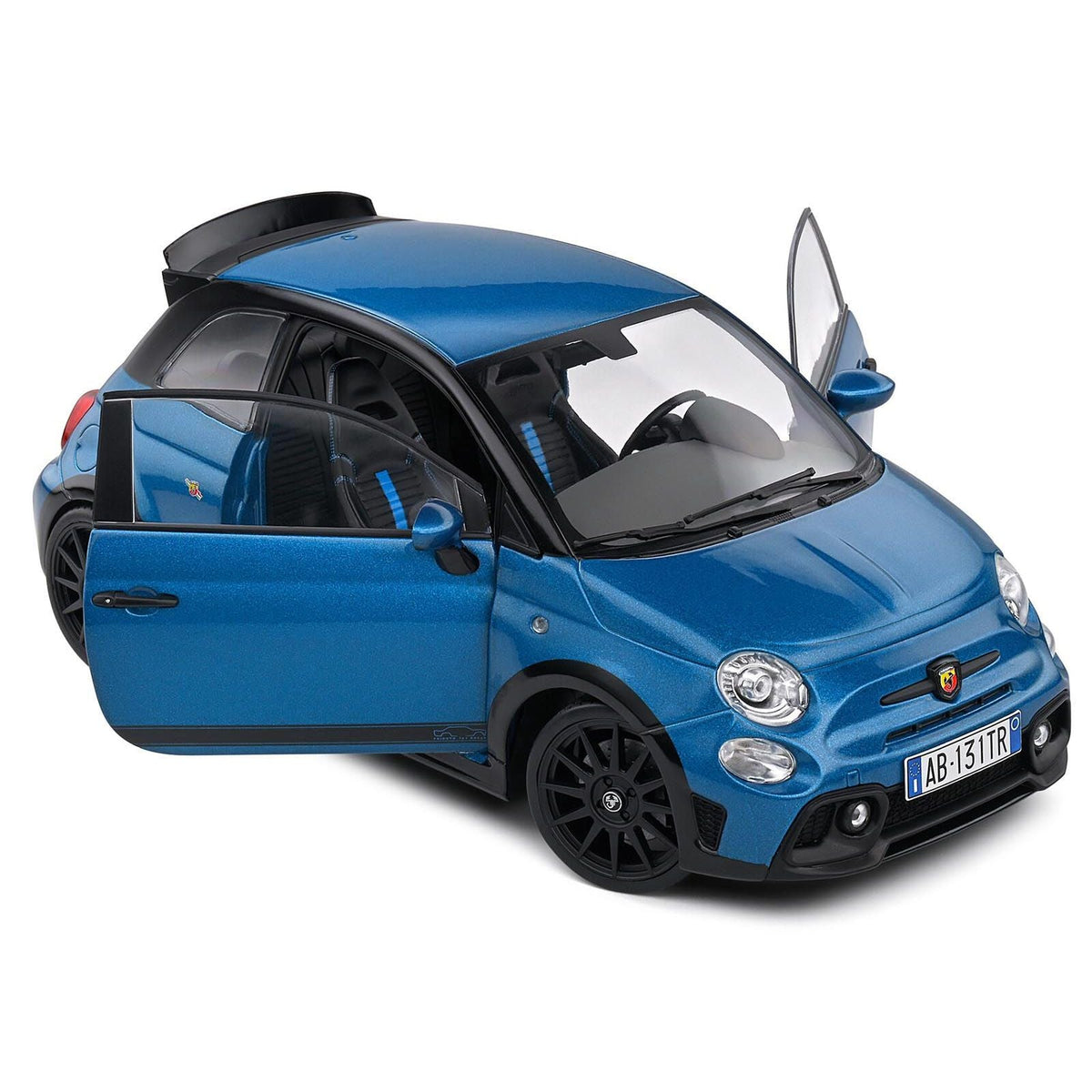 2022 Fiat 695 Abarth "Tributo 131 Rally" Podium Blue Metallic with Black Side Stripes 1/18 Diecast Model Car by Solido-Solido-ModelCars.com