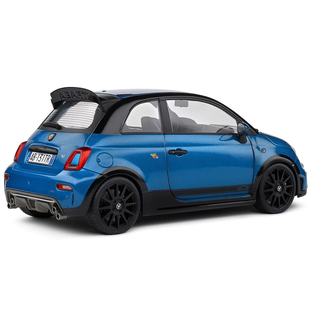 2022 Fiat 695 Abarth "Tributo 131 Rally" Podium Blue Metallic with Black Side Stripes 1/18 Diecast Model Car by Solido-Solido-ModelCars.com
