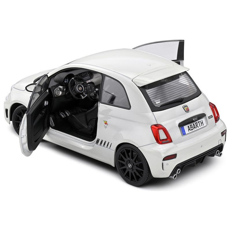 2022 Fiat F595 Abarth Ghiaccio White with Black Stripes 1/18 Diecast Model Car by Solido - Solido - ModelCars.com