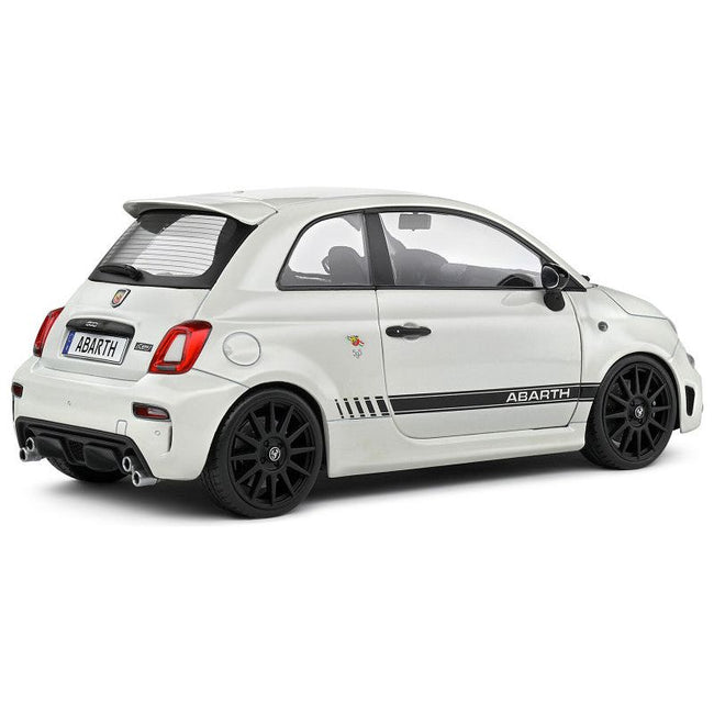 2022 Fiat F595 Abarth Ghiaccio White with Black Stripes 1/18 Diecast Model Car by Solido - Solido - ModelCars.com