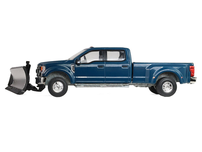2022 Ford F-450 Dually Pickup Truck with Snow Plow Antimatter Blue Metallic "Dually Drivers" Series 17 1/64 Diecast Model Car by Greenlight-Greenlight-ModelCars.com