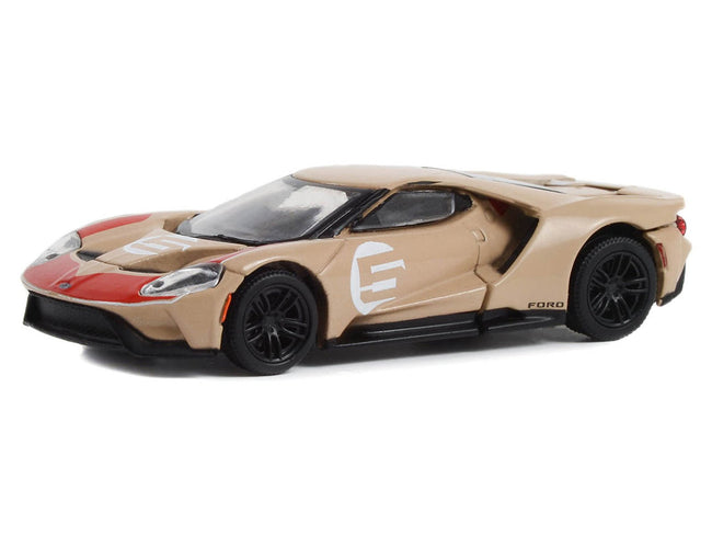 2022 Ford GT Heritage Edition #5 Holman-Moody "1966 24 Hours of Le Mans Ford 1-2-3 Sweep Tribute" Gold Metallic with Red Accents "Hobby Exclusive" Series 1/64 Diecast Model Car by Greenlight-Greenlight-ModelCars.com