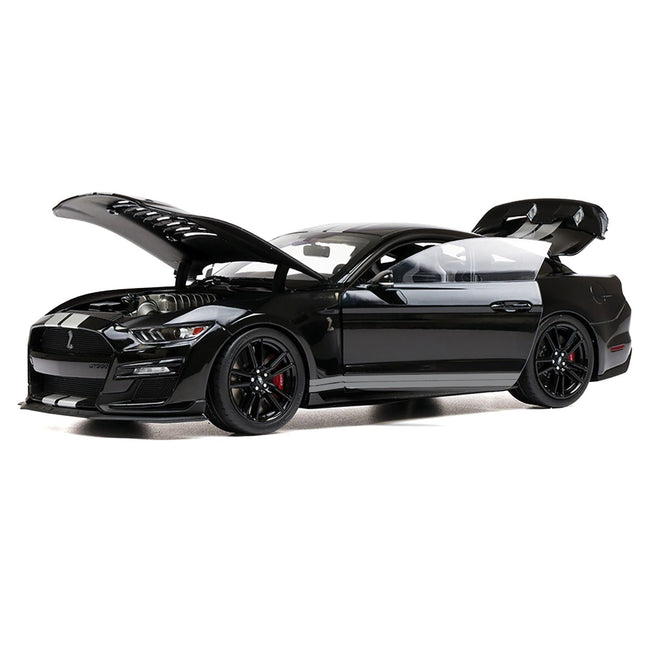 2022 Ford Mustang Shelby GT500 Black with Silver Stripes 1/18 Diecast Model Car by IXO Models-IXO-ModelCars.com