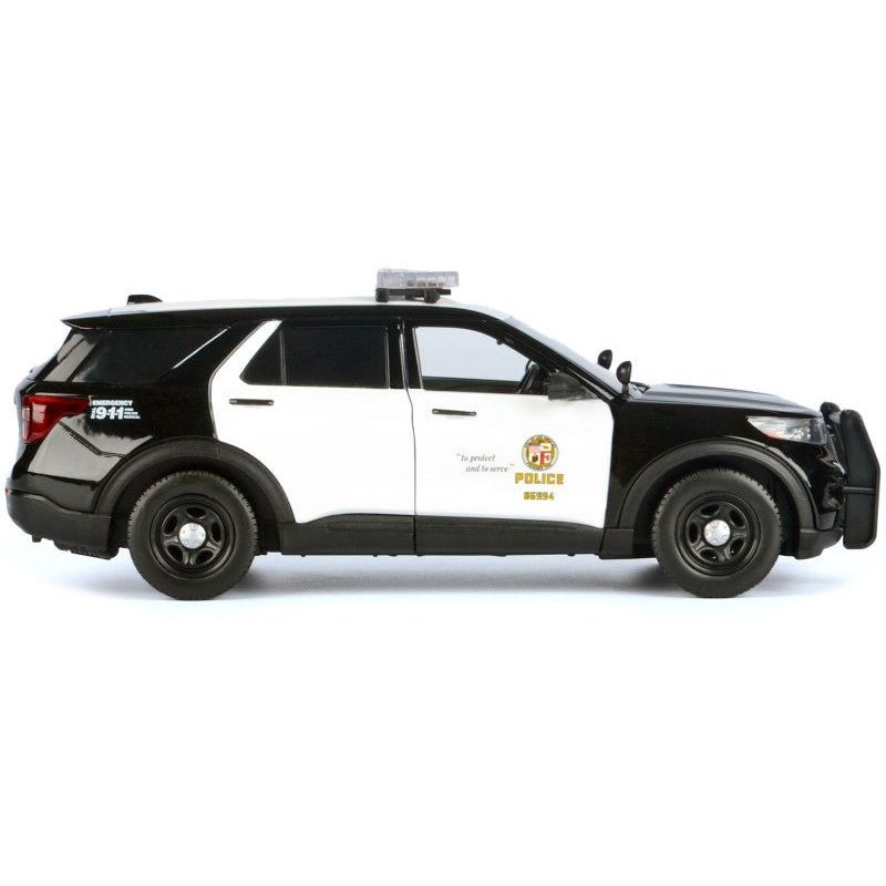 2022 Ford Police Interceptor Utility Black and White "Los Angeles Police Department (LAPD)" with Flashing Light Bar and Front and Rear Lights and Sounds 1/24 Diecast Model Car by Motormax - Motormax - ModelCars.com
