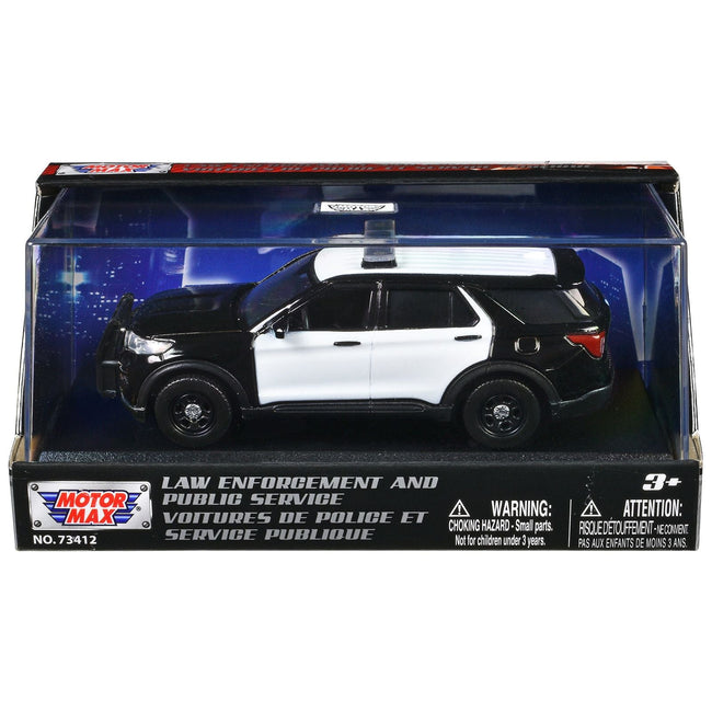 2022 Ford Police Interceptor Utility Black and White Unmarked "Law Enforcement and Public Service" Series 1/43 Diecast Model Car by Motormax - Motormax - ModelCars.com