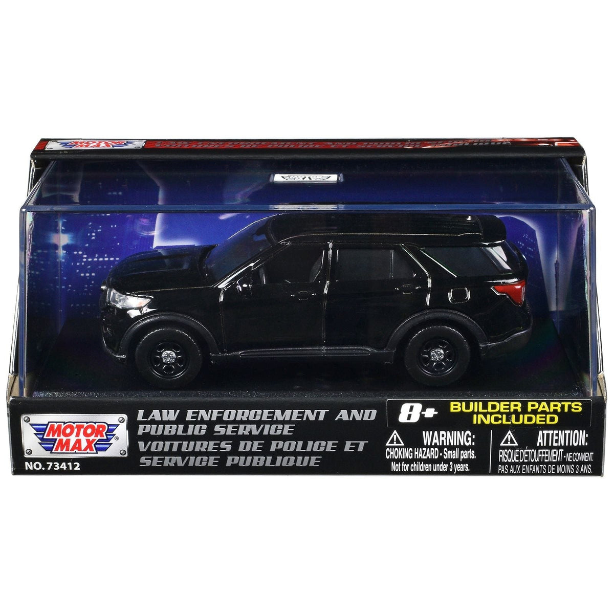 2022 Ford Police Interceptor Utility Black Unmarked "Custom Builder's Kit" "Law Enforcement and Public Service" Series 1/43 Diecast Model Car by Motormax-Motormax-ModelCars.com