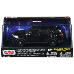 2022 Ford Police Interceptor Utility Black Unmarked "Custom Builder's Kit" "Law Enforcement and Public Service" Series 1/43 Diecast Model Car by Motormax