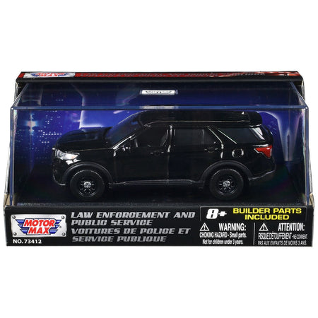 2022 Ford Police Interceptor Utility Black Unmarked "Custom Builder's Kit" "Law Enforcement and Public Service" Series 1/43 Diecast Model Car by Motormax-Motormax-ModelCars.com