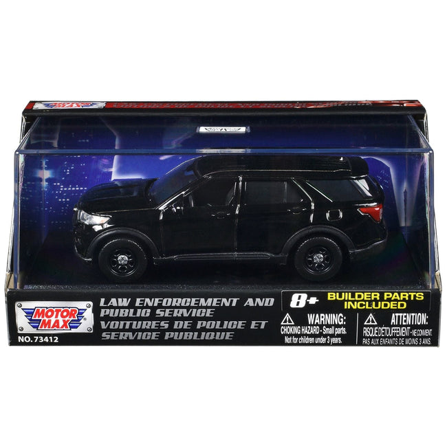 2022 Ford Police Interceptor Utility Black Unmarked "Custom Builder's Kit" "Law Enforcement and Public Service" Series 1/43 Diecast Model Car by Motormax-Motormax-ModelCars.com
